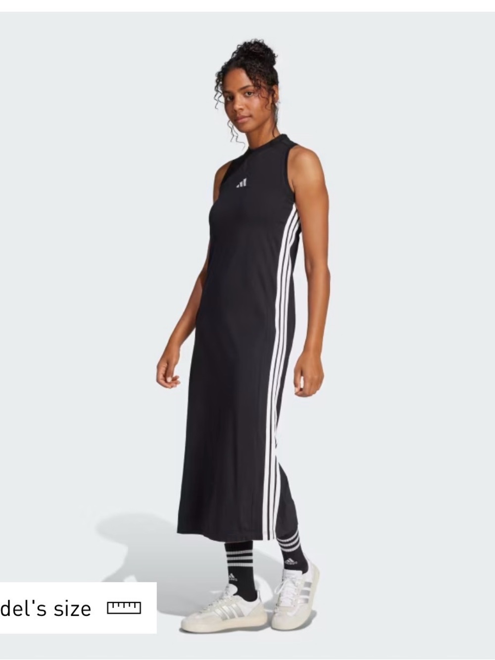 adidas Black Maxi Tank Dress with Side Stripes - Picture 4 of 6